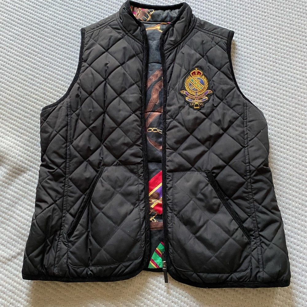 RALPH LAUREN QUILTED REVERSIBLE HORSEBIT PRINT 90s Vintage VEST